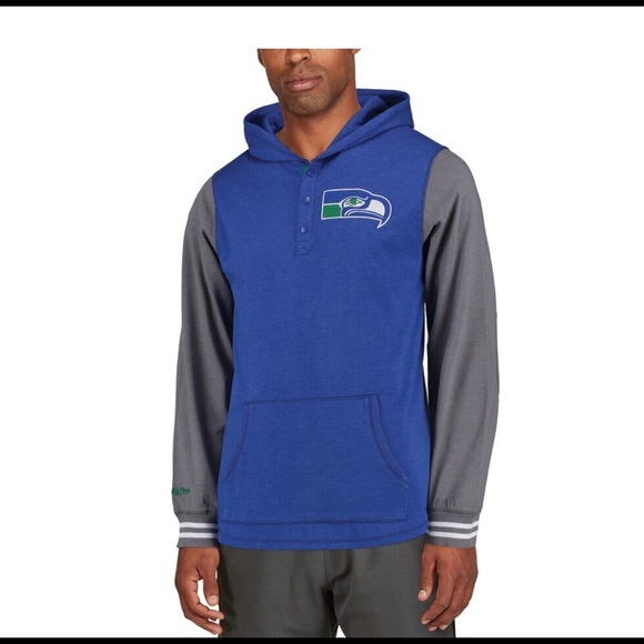 Mitchell & Ness Seattle Seahawks NFL Mid Season Hoodie (Curved Hem) NWT - Picture 3 of 6
